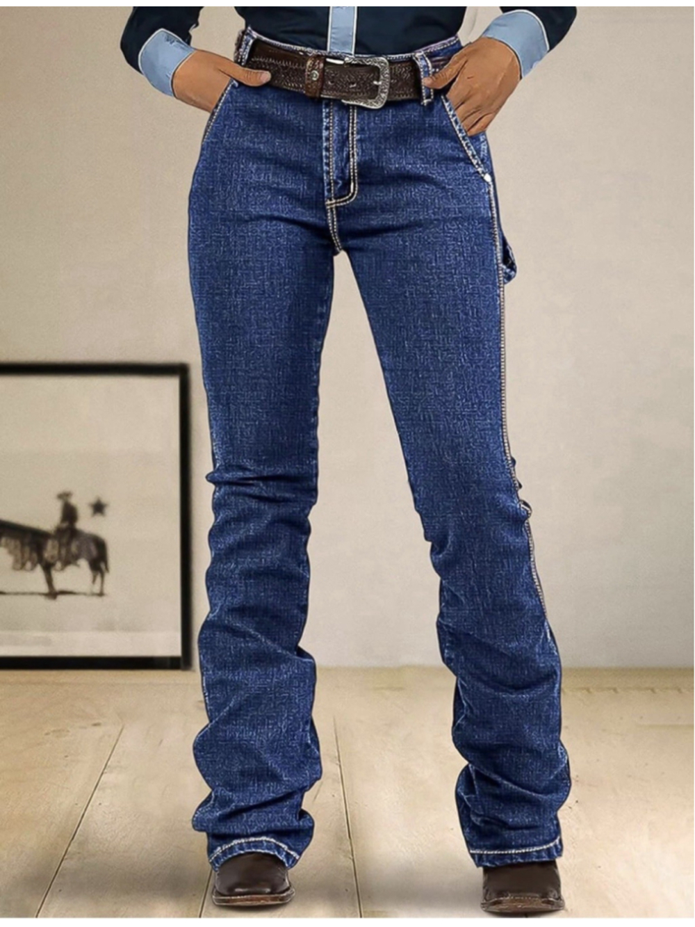 Flamingals Low Rise Boot Cut Jeans Women’s Western Pants No Belt M